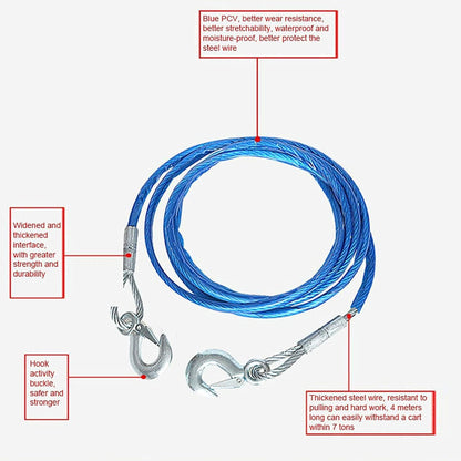 Heavy Duty Steel Wire Car Towing Pull Rope 10 mm